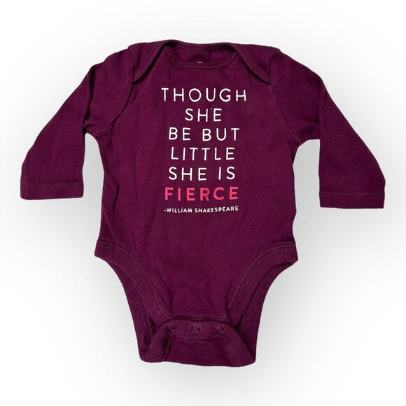 Old Navy Baby Girls 0-3 Months Long Sleeve William Shakespeare Fierce One Piece - Picture 1 of 6